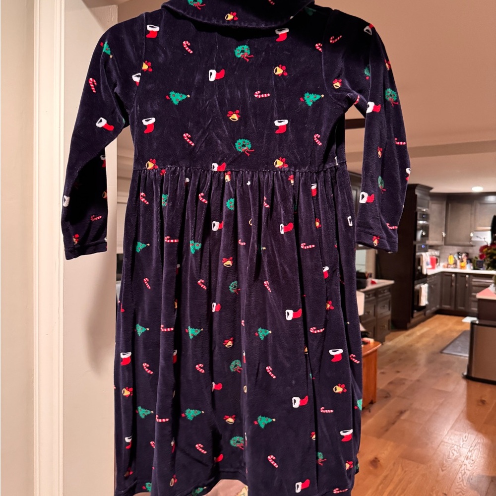 Hartstrings Dark Blue Velour Dress with Holiday Accents - Picture 3 of 4